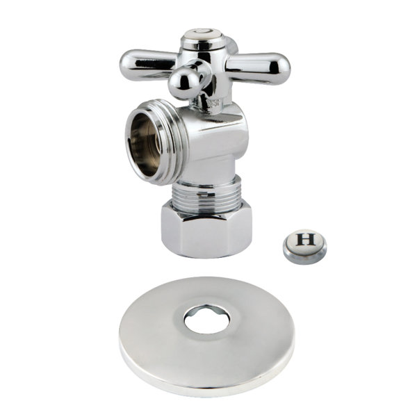 Kingston Brass Angle Stop Valve | Brushed Nickel Finish, 5/8" X 3/8" OD Compression, Quarter-Turn Shut-Off